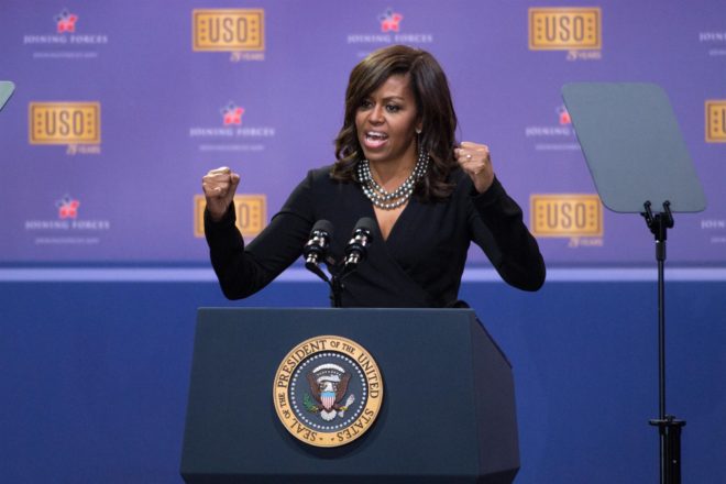 First Lady Michelle Obama Speak at USO Show