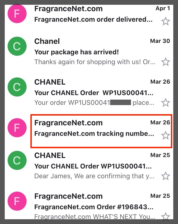 FragranceNet vs Chanel Shipping